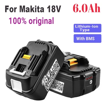 100 % yedek lityum iyon batarya Makita 18V 6Ah şarj edilebilir şarj seviyesi LED göstergesi ile elektrikli el aletleri için LXT BL1860B BL