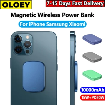 10000mAh Magsafe Güç Bankası 15W Hızlı Manyetik Kablosuz Şarj iPhone 12 13 14 Pro Max Mini Harici Yardımcı Pil Paketi
