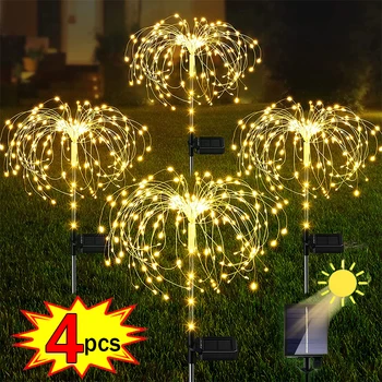 4/2/1 adet LED Güneş Havai fişek ışıkları Karahindiba Peri su geçirmez açık alan aydınlatması Lambaları Bahçe Çim Peyzaj Dekor Tatil Aydınlatma