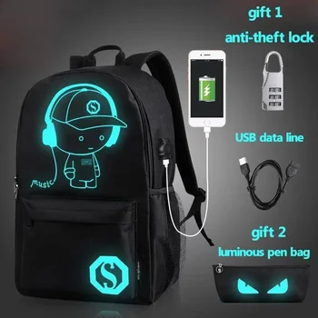 Anime USB Şarj okul sırt çantası Müzik Aydınlık Schoolbag Gençler İçin Sırt Çantası Su Geçirmez Kitap Çantası mochilas escolares