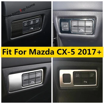 Araba Far Lambası Anahtarı Düğmesi Paneli Kapak Trim Sticker Siyah / Gümüş Paslanmaz Çelik Aksesuarları Mazda CX-5 2017 - 2022 