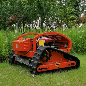 Bahçe Yönetimi çim biçme makinesi Küçük Uzaktan Kumanda Paletli Arazi Islahı ot ayıklama makinesi Benzinli Dikim çim biçme makinesi
