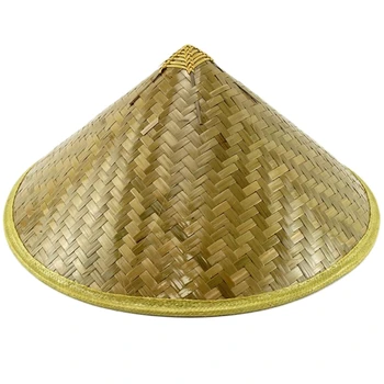 Bambu Coolie Şapka El Dokuma Hasır Şapka Hazırlanmış Asya Temalı Süslemeleri DropShip