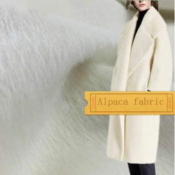 Beyaz Alpaka Kumaş Metre Çift Kış Ceket Ceket Yün Kumaşlar 150 cm Geniş Toptan Alpaka Kumaş Metre Başına Dikiş için