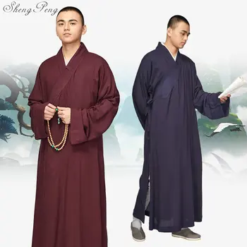 Budist keşiş elbiseler çin shaolin keşiş elbiseler erkekler geleneksel budist keşiş giyim üniforma shaolin keşiş giyim V796
