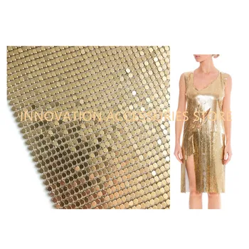 DIY dikiş seksi parti elbise için 3mm altın alüminyum Metal payet kumaş