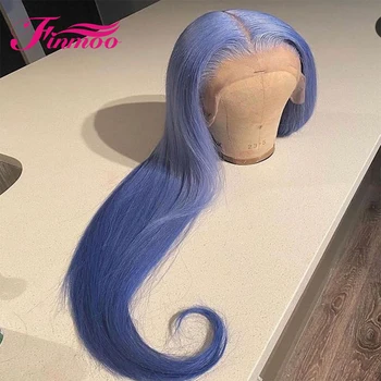 Düz Mor Mavi HD Şeffaf sırma ön peruk Brezilyalı Peruk kadın peruk Bob Renkli Dantel Ön İnsan Saç Peruk