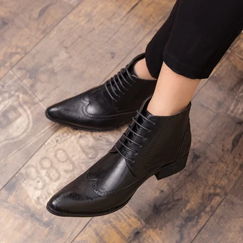 Erkekler için yeni Çizmeler Yüksek Kaliteli Siyah Kahverengi Kırmızı Toka İş Çizme Vintage Rahat Klasik Ücretsiz Kargo Zapatos De Hombre