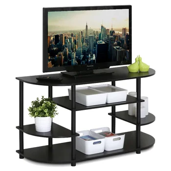 Furinno JAYA Basit Tasarım Aletsiz TV Standı, Oturma odası için siyah ev mobilyası tv masaları