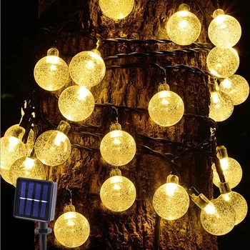 Güneş dize ışıkları açık 20 LED güneş kristal küre ışıklar su geçirmez Festoon led ışık Bahçe Noel Noel partisi dekoru
