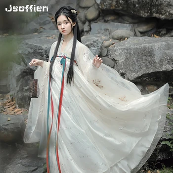 Hanfu Orijinal Prenses Nakış Geleneksel Kadın peri elbisesi Antik Çin Kostümleri Tang Hanedanı Elbise Parti Dans Giyim