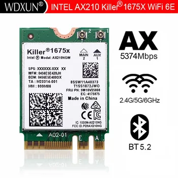 Intel AX210 AX210NGW Katil 1675x AX1675x Wi-Fi 6E 802.11 AX Çift Bant 2.4 G 5G 6G 5374 mbps Bluetooth 5.2 M. 2 NGFF wifi kartı