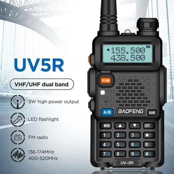 İsteğe bağlı 5 W 8 W Baofeng UV - 5R Walkie Talkie 10 km Baofeng uv5r telsiz avcılık Radyo uv 5r