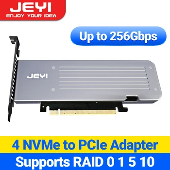 JEYI 4 SSD M. 2X16 PCIe 4. 0X4 Genişletme Kartı Soğutucu ile, 4 NVMe M. 2 2280 256 Gbps'ye kadar, Bifürkasyon Raıd Desteği