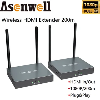 Kablosuz HDMI Verici Alıcıları 1080P 200m HDMI Genişletici Döngü 5G Frekans IR Uzaktan Kumanda Ev Sineması için