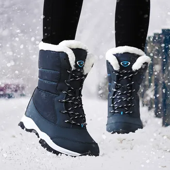 Kadın Botları Su Geçirmez Kış Ayakkabı Kadın Kar Botları Platformu Sıcak Tutmak Ayak Bileği Kışlık botlar Kalın Kürk Topuklu Botas Mujer 2019