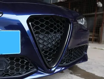 Karbon Fiber Stil ABS Plastik ön ızgara Dekorasyon krom çerçeve Trim İçin Alfa Romeo Giulia 2017 2018 2019