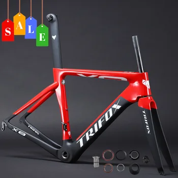 Karbon Yol bisiklet iskeleti Bisiklet Bisiklet Frameset TRIFOX X8QR Çerçeve + Çatal + Seatpost(Max Tekerlekler ve Lastik 700 x 25C V Fren BSA-BB68)