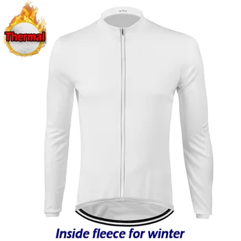Kış Termal Bisiklet Jersey Bisiklet Uzun Kollu Gömlek Dağ Bisikleti Spor giyim sıcak tutan kaban Giyim Motocross Off Road Beyaz Üst