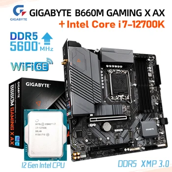 LGA 1700 Gigabyte B660M OYUN X AX DDR5 Anakart Kiti ı7 12700K CPU Intel B660 Oyun Anakart MATX WIFI 6E PCIe 4.0 M. 2