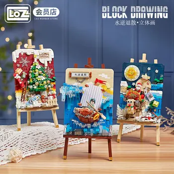 LOZ 1280 Mini Yapı Taşı Noel Ağacı 3D Dekorasyon Resim Çocuklar Noel Yapı Taşı Bulmaca Tuğla Oyuncak Hediye 1282 1283