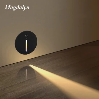 Magdalyn açık su geçirmez manyetik merdiven ışık adım sensörü IP65 alüminyum Footlight kapalı gece köşe Ressessed duvar lambası