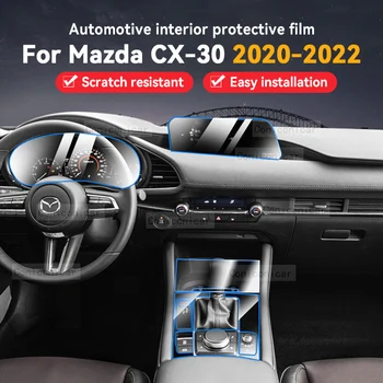 Mazda için CX-30 CX30 2020-2022 Araba İç Şanzıman Paneli Anti-Scratch Koruyucu Kapak Tamir Şeffaf TPU Film Aksesuarları