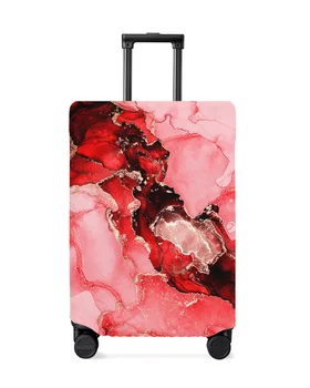 Mermer Doku Kırmızı Seyahat Bagaj Kapağı Elastik Bagaj Kapağı İçin 18-32 İnç Bavul Kılıfı tozluk Seyahat Aksesuarları