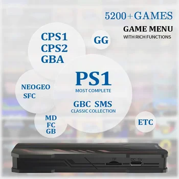 Mini / TV video oyunu Konsolları Sopa HD Çıkışı PS1 / GBA / GB/FC / MD Emulator 2.4 G Kablosuz Denetleyici Dahili 5200 + Oyunlar