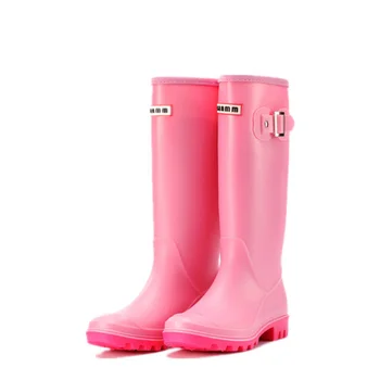 Moda kaymaz yağmur çizmeleri Kadın Diz Yüksek su Botları Su Geçirmez Uzun Tüp lastik çizmeler Bayan Yüksek Tüp Galoş yağmur ayakkabıları