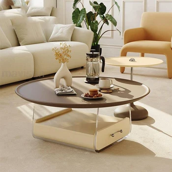 Modern Oturma Masası Kombinasyonu Minimalist Beyaz Tasarımcı Yeni Stil Akrilik Sehpa Şezlong Ev Mobilyaları WXH50XP