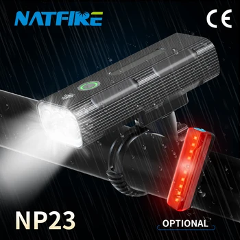 NATFİRE NP23 USB ile şarj edilebilir bisiklet ışığı LED 5200mAh Uzun Ömürlü Ön ve Arka bisiklet ışığı MTB Süper Parlak Far