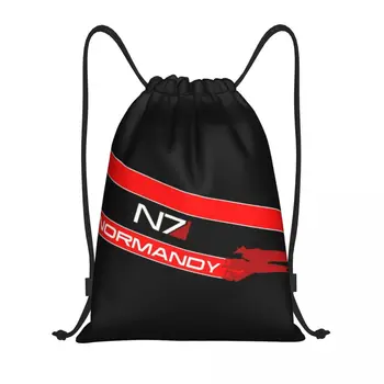 Normandiya video oyunu N7 büzgülü sırt çantası Spor spor çanta Erkekler Kadınlar için Mass Effect İttifak Askeri Eğitim Sırt Çantası