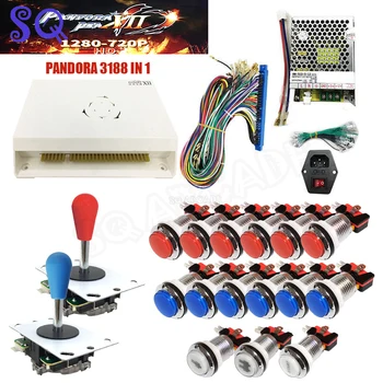 Pandora Oyun Kutusu 3188 in 1 DIY Arcade Kiti ile Krom Düğme 5pin Joystick atari makinesi Dolabı