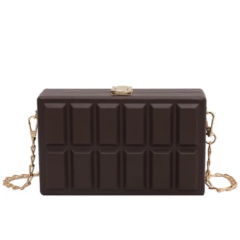 Premium duyu çantası, yeni moda moda çikolata damalı çapraz vücut çanta, çok yönlü yabancı stil küçük kare çanta