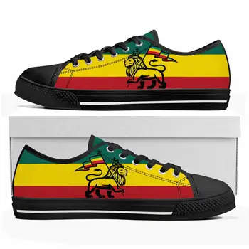 Reggae Rastafarian Rasta Rastafari Aslan Yahuda Düşük Üst Ayakkabı Mens Womens Genç Kanvas Sneaker rahat ayakkabılar Özel Ayakkabı