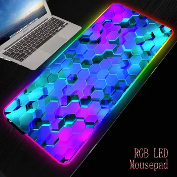 Renkli Soyut RGB Oyun Renkli Glow Mouse Pad Bilgisayar Klavye Pedi Mat XXL Led Genişletilmiş Mousepad 14 Aydınlatma Modları