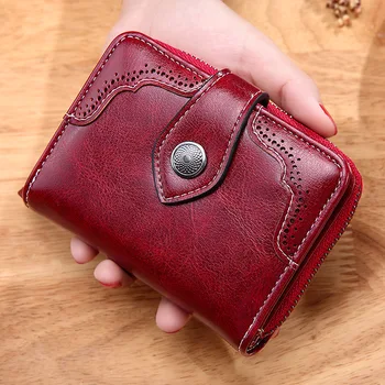 Retro Rahat Deri Bayan Taşınabilir küçük cüzdan Fermuar Kız Cüzdan kart tutucu Kısa bozuk para cüzdanı Kızlar İçin