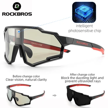ROCKBROS Bisiklet Fotokromik Gözlük Akıllı Çip Renk Değişikliği Açık Spor Güneş Koruyucu Bisiklet Gözlük MTB Yol Bisikleti Güneş Gözlüğü
