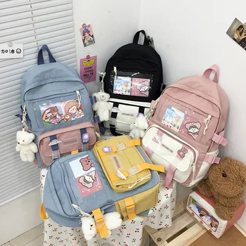 Schoolbag ıns Japon sevimli kontrast schoolbag sırt çantası ortaokul öğrencileri için büyük kapasiteli sırt çantaları