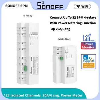 SONOFF SPM Akıllı İstiflenebilir Güç Ölçer RS-485 20A / Gang 4-Relay Aşırı Yük Koruması Meta Veri İzleme Akıllı Yönetim Sistemi