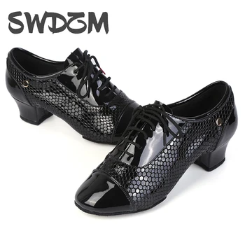 SWDZM Erkekler Dans Ayakkabıları Modern Dans Ayakkabıları Balo Salonu Latin Yarışması Sınav dans ayakkabıları Deri Yumuşak Taban Caz Tango Dans Sneakers