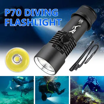 Süper parlak P70 dalış el feneri xhp70. 2 led ıpx8 anma su geçirmez profesyonel dalış ışığı powered by 18650 veya 26650 pil