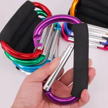 Ultra Büyük Boy Karabina Büyük D Düğme Sünger Kolu Toka D-ring Şekli Alüminyum Alaşımlı Sünger Alışveriş Kanca Rastgele Renk