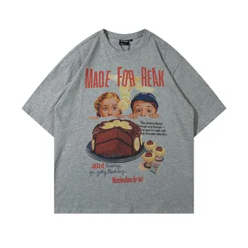 Vintage Tasarımcı çikolatalı kek T Shirt Kadınlar için Büyük Boy Harajuku Moda Çocuklar Grafik Yaz Gri Üstleri Streetwear