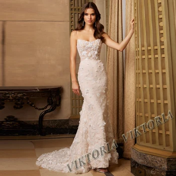 VİKTORİA Çekici düğün elbisesi Scoop Spagetti Kayışı Kadınlar İçin Gelin 2023 Mermaid Aplikler Vestidos De Novia Custom Made