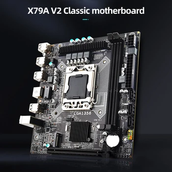 X79A V2 bilgisayar anakartı 3 SATA2. 0 M-ATX 64GB LGA1356 2 DDR3 Masaüstü Bilgisayar Anakart 10 USB2. 0 100M NIC 5.1 Ses Kanalı