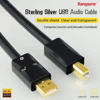 Xangsane 4n ayar gümüş hifi USB kablosu a'dan b'ye yükseltme dekoder veri usb dac / CD mikser kablo transferi kablo güçlü çözünürlük