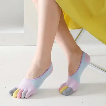 Yaratıcı Tüm Maç Rahat Sevimli Yumuşak Renkli Patchwork Kısa Çorap Kadın Çorap Beş Ayak Tekne Çorap Pamuk Çorap