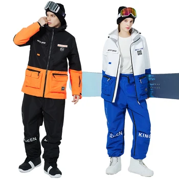 Yeni Erkek Kadın Kayak Ceket Kar Pantolon Kıyafetler Kış Sıcak Rüzgar Geçirmez Su Geçirmez Açık Spor Snowboard Giyim Çift Tulum